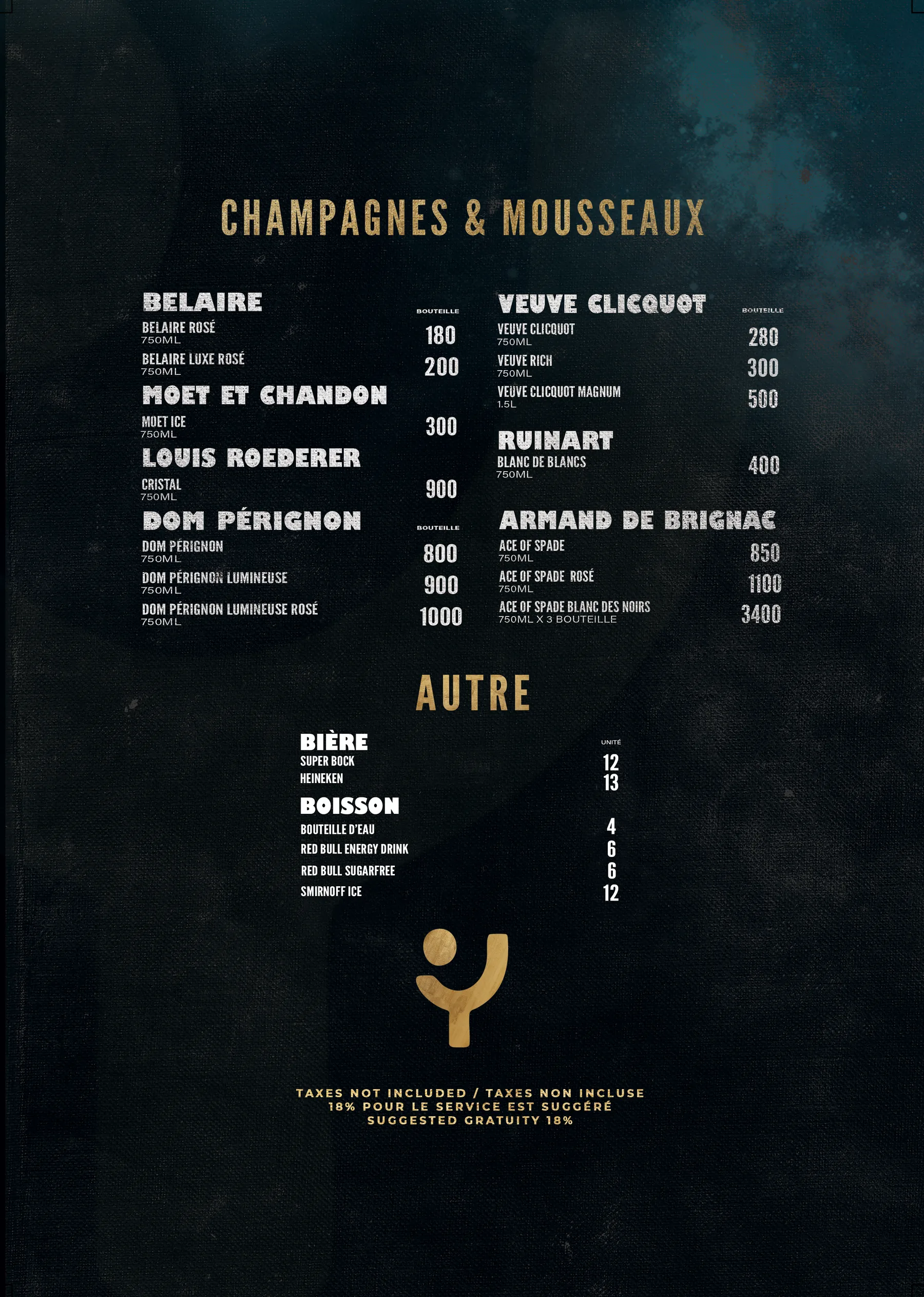 YUME Montreal bottle service menu page 2
